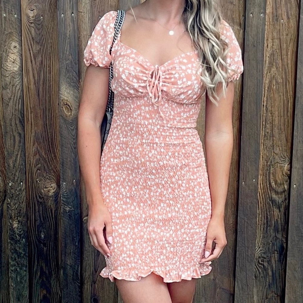 Peachy Floral Mini Dress